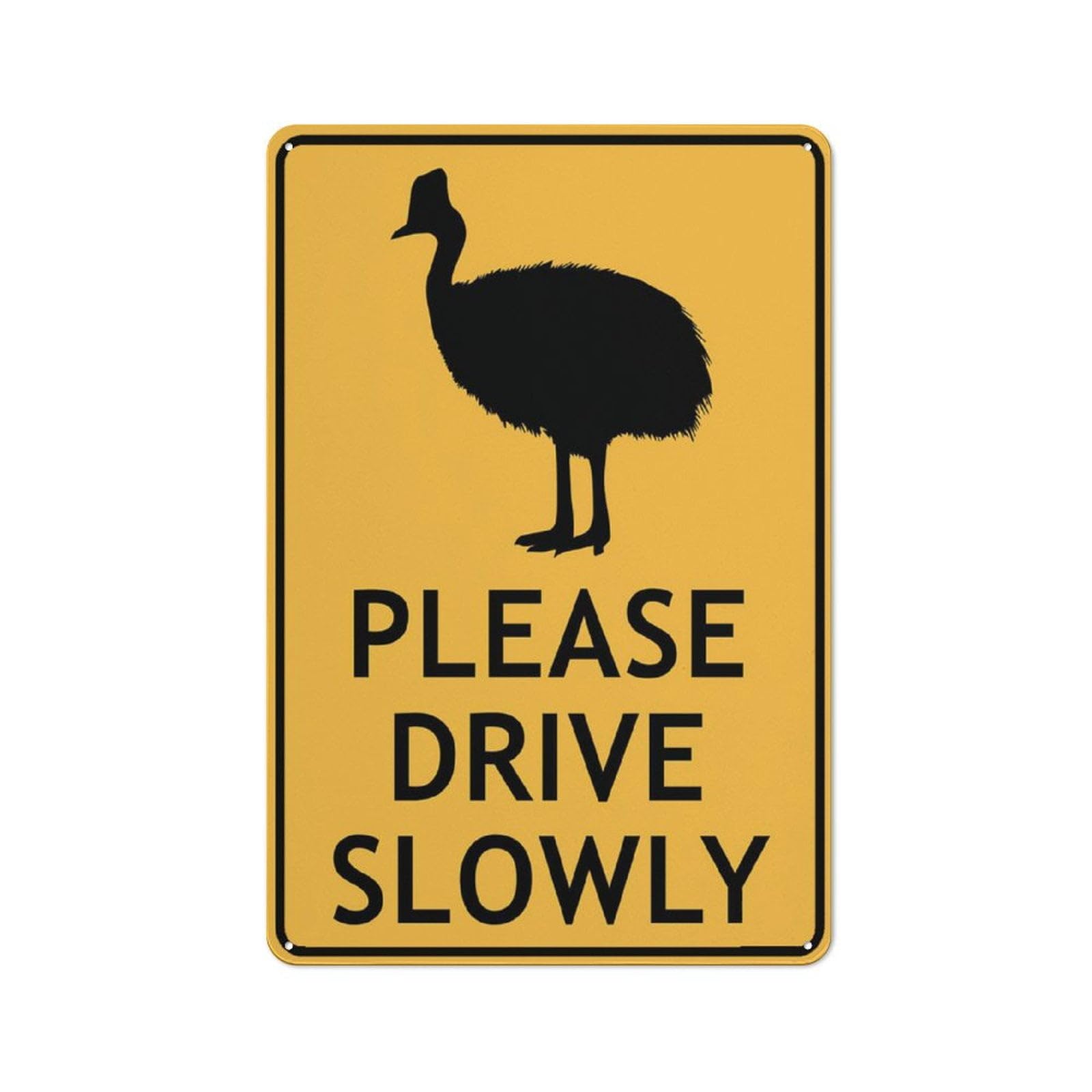 peiyeety Cassowary Please Drive Slowly Sign - 8"x12" Rust Free Aluminum, Outdoor/Indoor For Home/Business/Yard