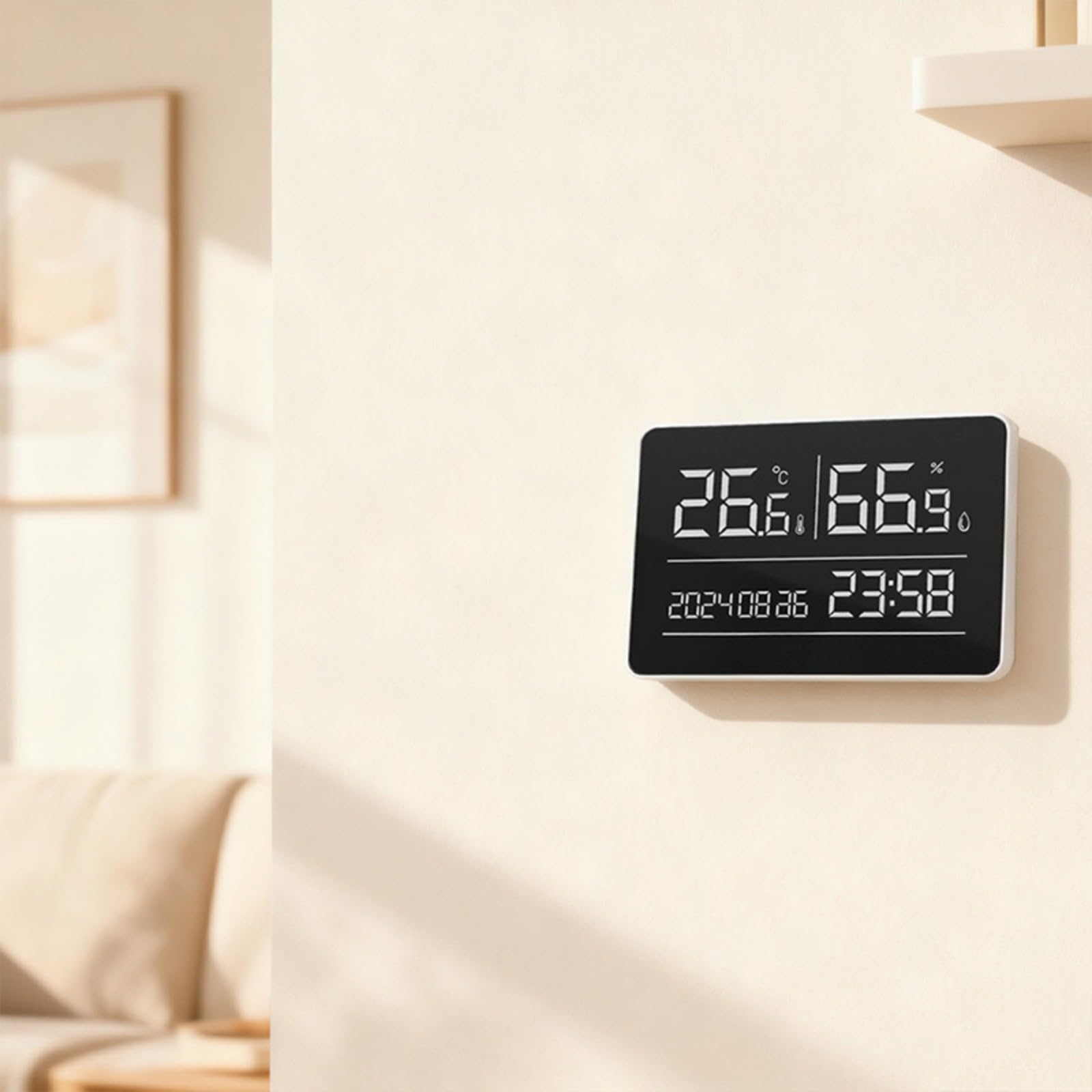 Orologio da parete silenzioso con termometri digitali igrometro con display calendario e interfacce semplici per tutti gli utenti con monitoraggio dell'umidità