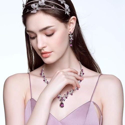 Miniatura 2 de Juego de collar y aretes Lilie  White de cristal y circonita cúbica para mujer