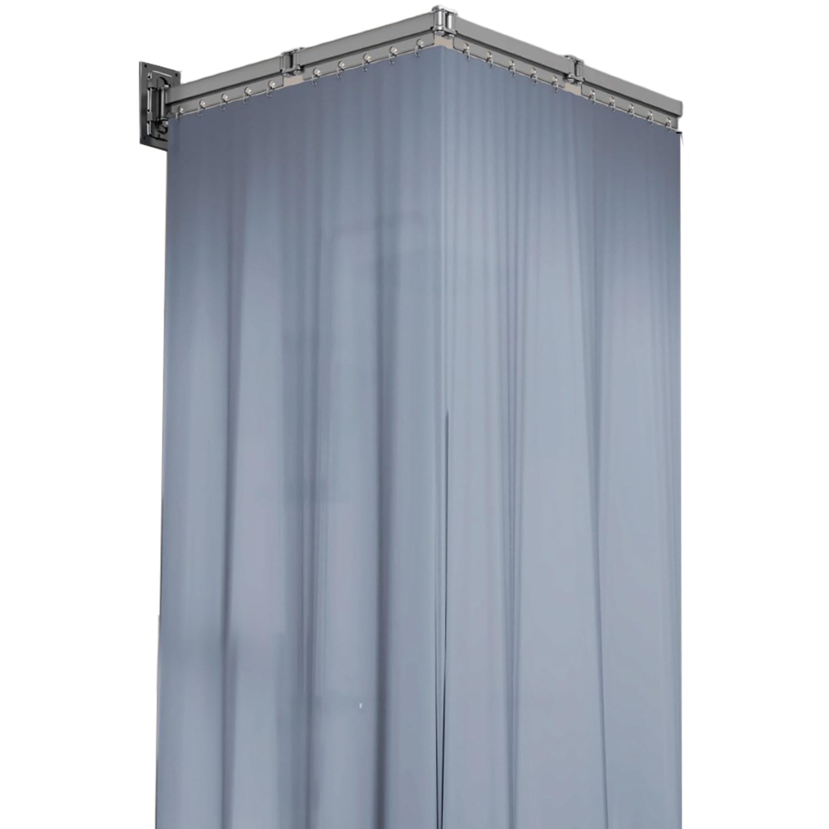 Muzrunq Retractable Shower Curtain Heavy Duty Folding Shower Curtain with Aluminium Alloy Removable Rail Laundry Rack for Bathroom Corner Bathtub Home, 4 Folds