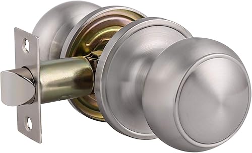 Knobonly Paquete de 10 pomos de puerta de paso interior, pomo de puerta de níquel satinado para pasillo y armario, perilla de puerta interior sin