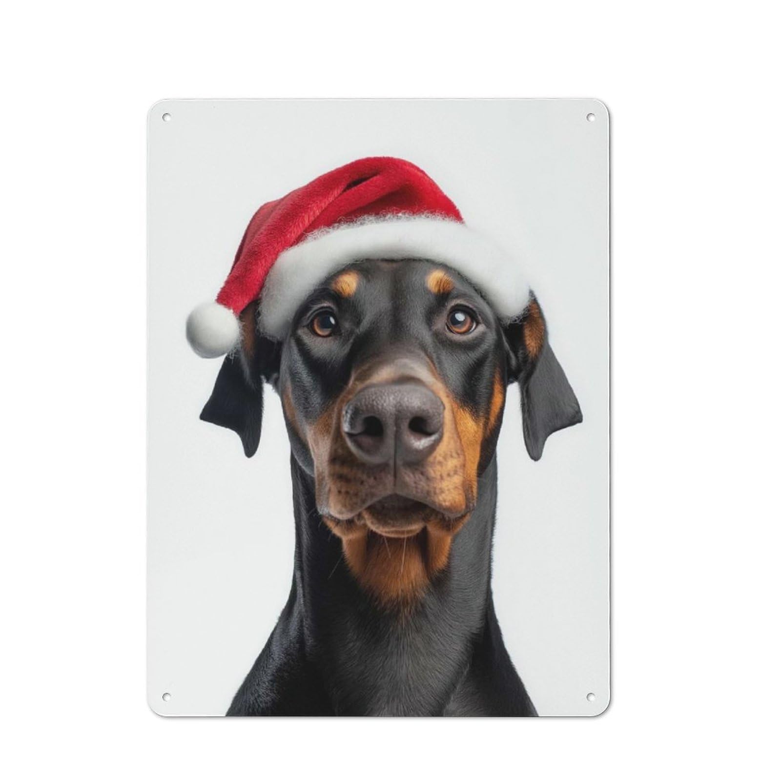 Junmoney Doberman Dog Christmas Portrait Metal Wall Sign 40X30cm Featuring For Living Room Wall, For Decorating Living Rooms And Feature Walls