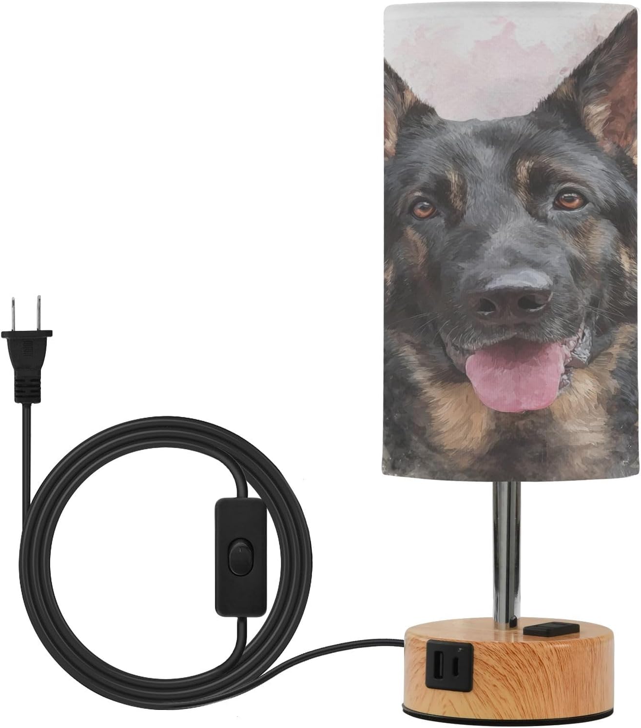 German Shepherd Dog Flowers (1) Nightstand Lamps with Linen Fabric Lamp Shade Touch Bedside Table Lamp Desk Lamps for Sleeping Bedroom Living Room Dorm Home Office