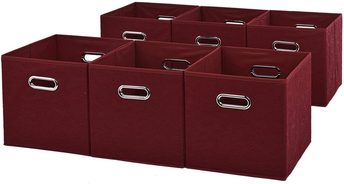 VCCUCINE Foldable Fabric Cube Storage Baskets, 6 pack Red