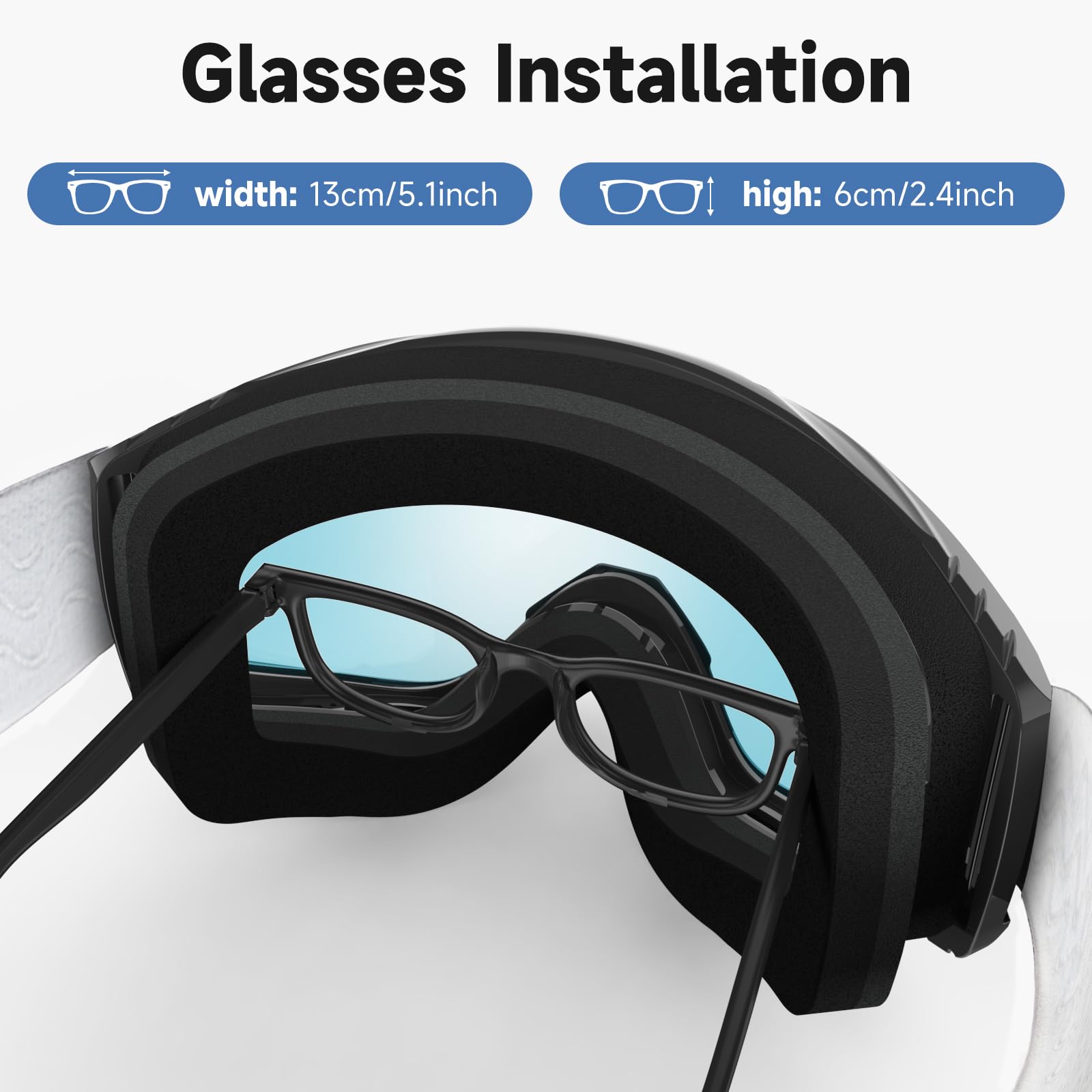 Findway Maschere da Sci, Occhiali Sci Donna Uomo, Maschera da Snowboard e Sci per Occhiali da Vista OTG,Anti-UV Protezione UV Anti-Nebbia Specchiato Sfericamente