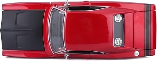 Miniatura 10 de Maisto 1969 Dodge Charger R/T Rojo Metálico con Capucha Negra y Rayas Negras Classic Muscle 1/25 Modelo de Coche Diecast