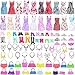 80 Stück Kleidung Accessories für Puppen, 20 Set Kleid Dress, 30 Stück Schmuckzubehör erhalten Halskette Spiegel Kleiderbügel, 20 Paar Schuhe und 10Pcs Handtasche für 11,5 Zoll Mädchen Puppen