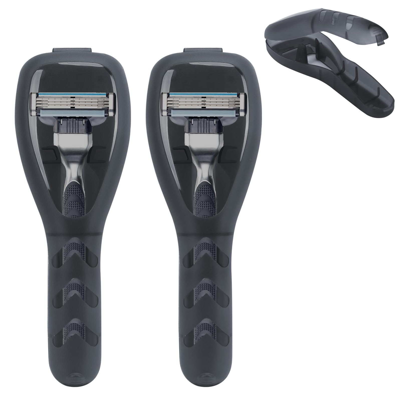 SyuCeia Billie Razor Travel Case - Compact Transparent Shaving Protector, Portable Trimmer Holder for Travel, Durable Plastic Case (Black+Black)