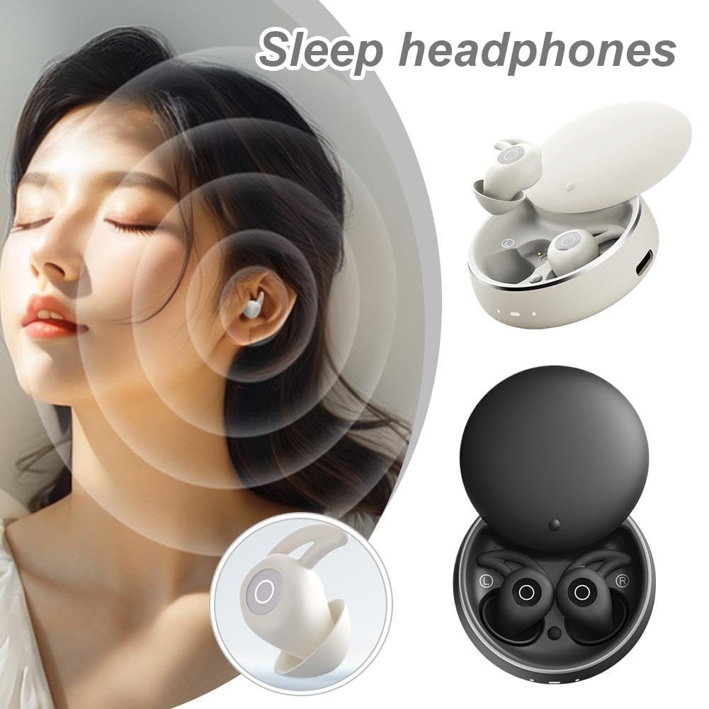 Auriculares Bluetooth compatibles con casco para dormir, auriculares inalámbricos con ajuste seguro de silicona, auriculares de aislamiento de ruido para navegación GPS y música, tiempo de