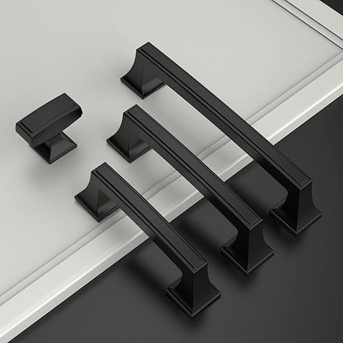 Miniatura 4 de Asidrama Paquete de 10 manijas de gabinete de cocina color negro mate de 3 pulgadas (2.992 in), tiradores de gabinete, accesorios de gabinete de