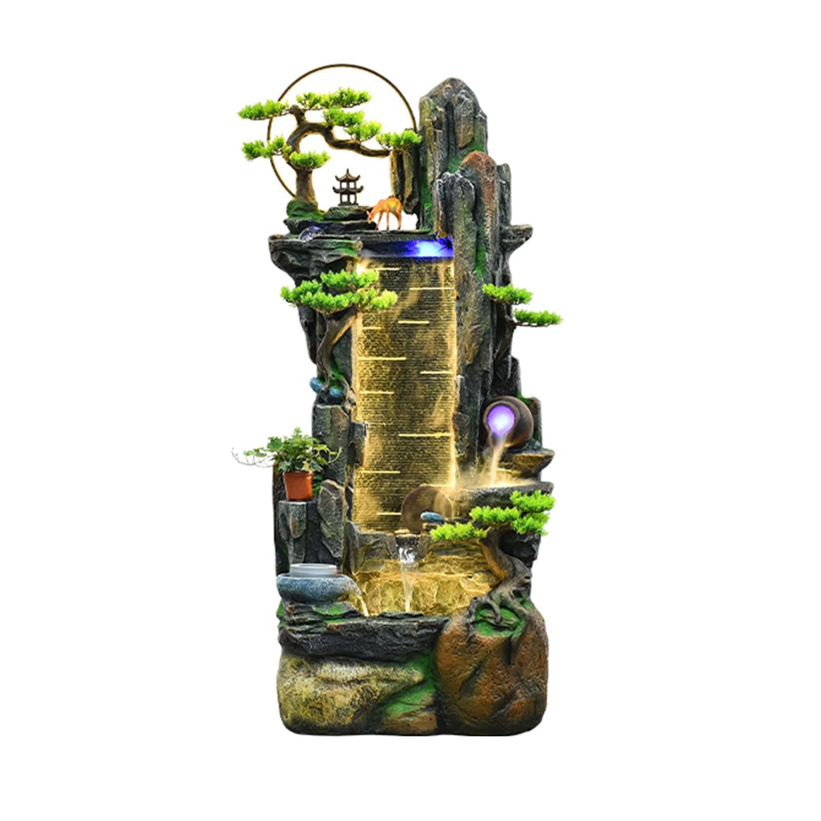 Jingzai202405 Indoor Floor Fountain Ockery Running Water Fountain, Circulating Water Fish Pond Decoration Attracting Wealth Floor Ornaments Suitable for Office Courtyard Living Room Water Fountain