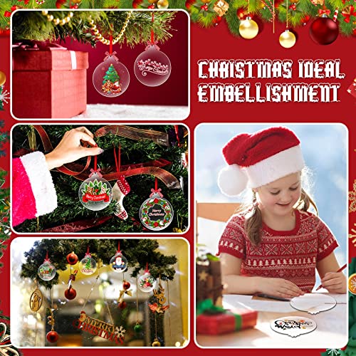 80 Pieces 5 Inch Clear Round Acrylic Christmas Ornaments Bulk Blanks Round Acrylic Discs Ornament Diy Round Blanks Vinyl Hanging Transparent Circle Discs Crafts Xmas Tree Bauble Party Decoration #TOP3