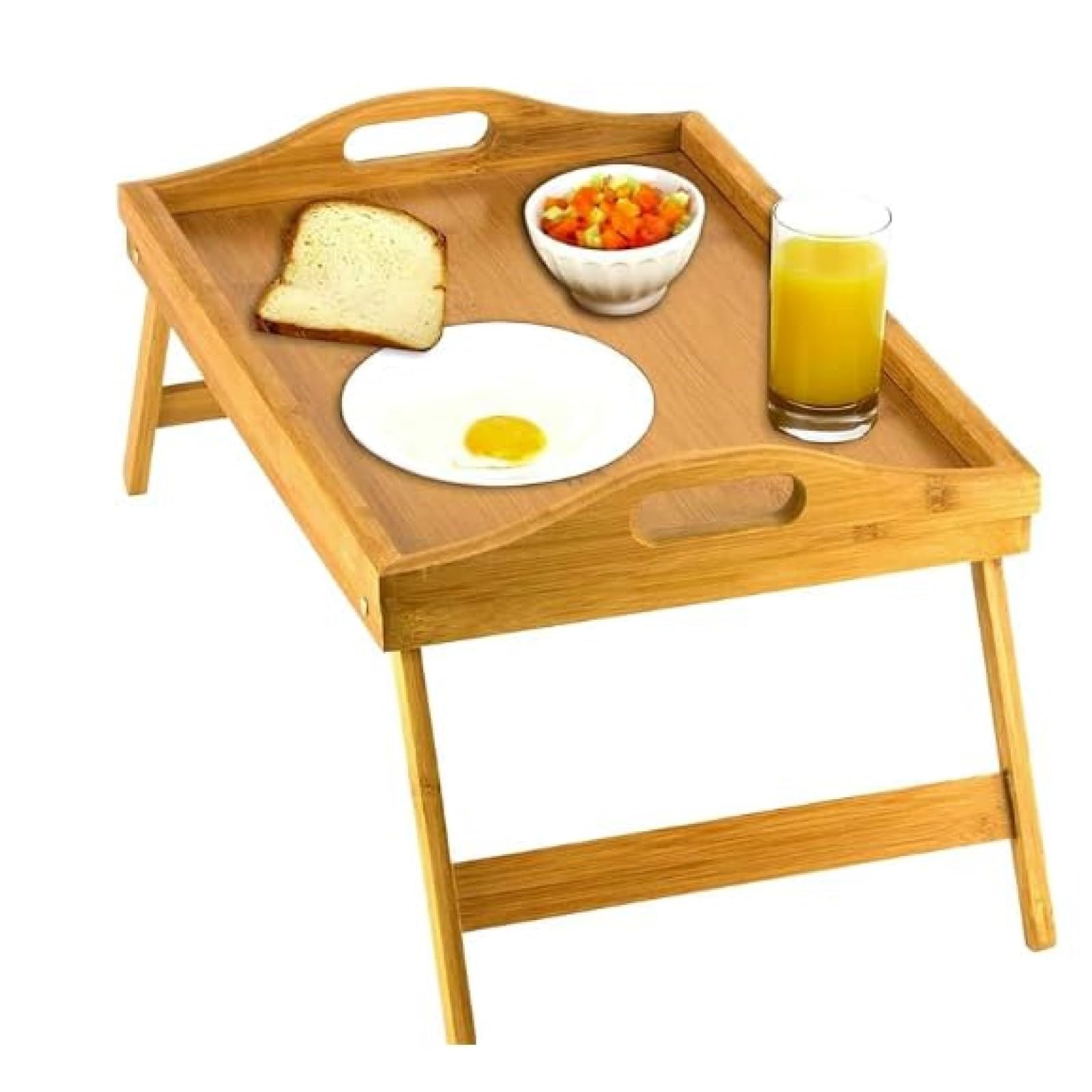 Bamboo Bed Tray Table, Bed Tray Table with Foldable Legs,Breakfast Serving Tray,Bamboo Bed Tray with Legs, Bamboo Breakfast Tray with Folding Legs, Portable Lap Tray, Used as Laptop Table, TV Tray