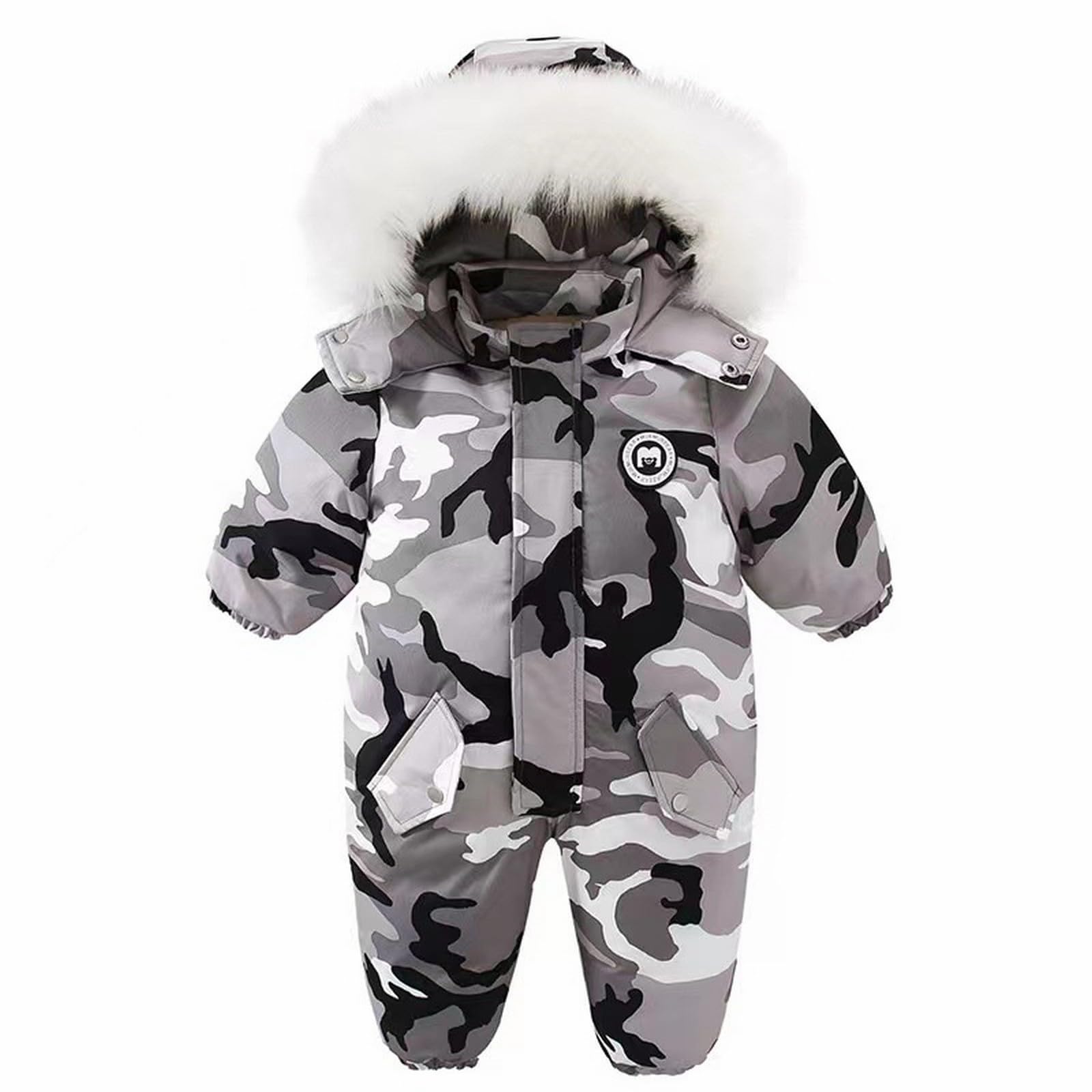 RNTOP Toddler Baby Boys Girls Winter Snowsuit Warm Coat Infant Camouflage Hoodie Jumpsuit Jacket Snow (Red, 4-5 Years)
