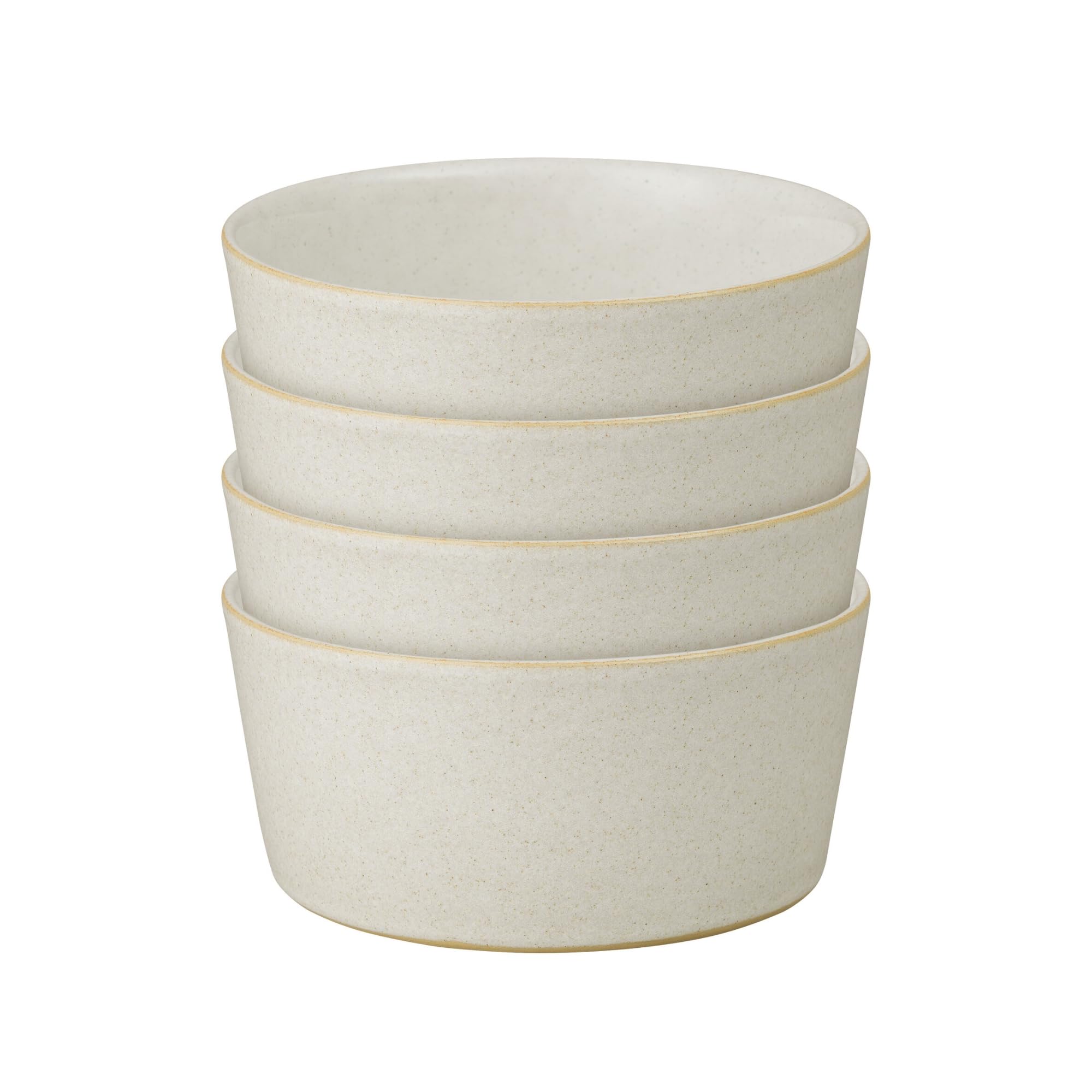 Denby - Impression Cream Straight Rice Bowls Set of 4 - Dishwasher Microwave Safe Modern Crockery - Ceramic Stoneware Tableware