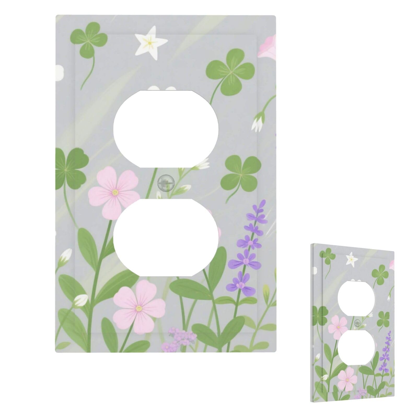 Small Wildflowers Wall Plate Cover Modern Decorative 1 Gang Light Switch Cover Unbreakable Receptacle Outlet Covers For Living Room Bedroom Home Decor Duplex