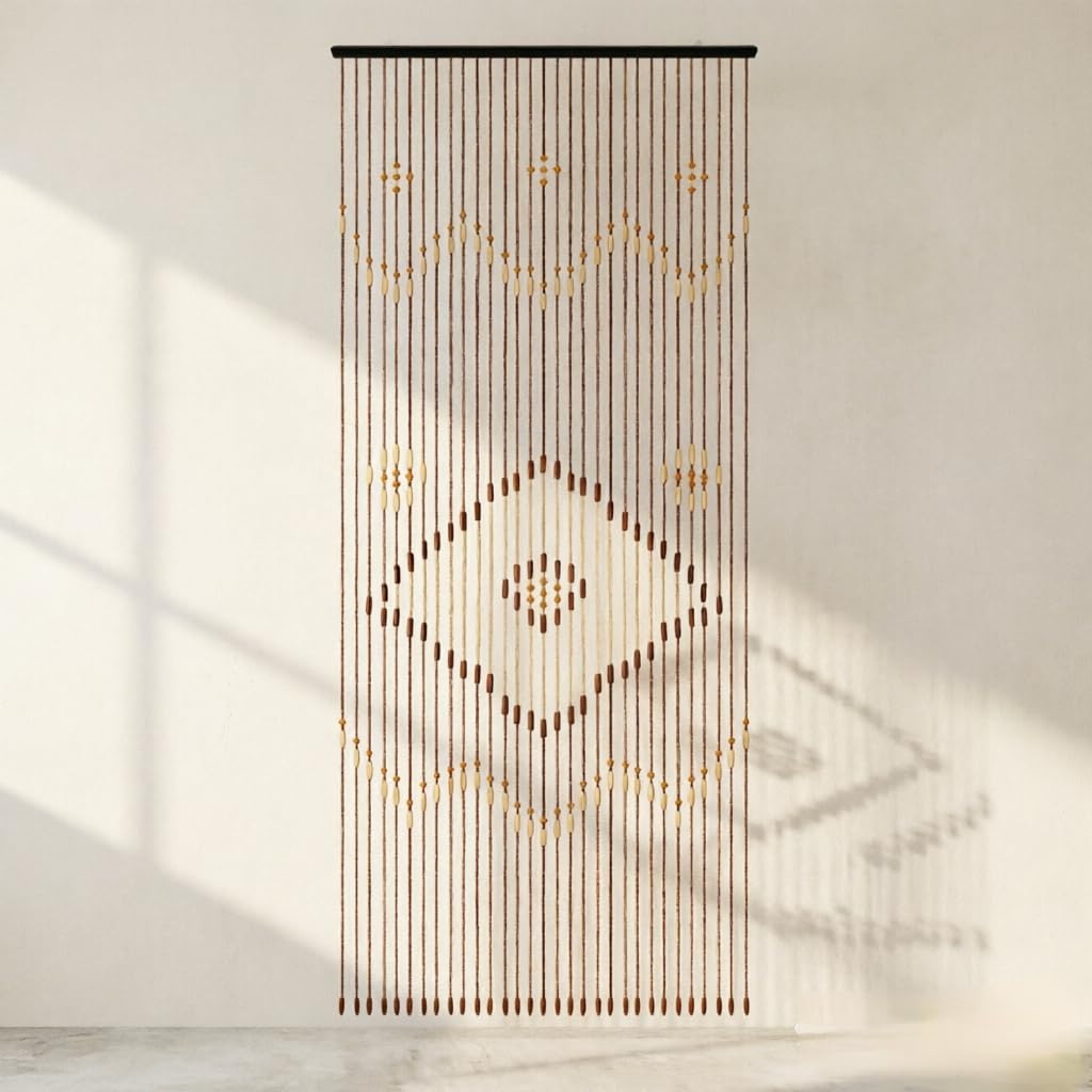 Aqinyyh Chocolate Brown Wooden Beaded Door Curtain,90X208cm Beaded Door String Curtain For Doorways