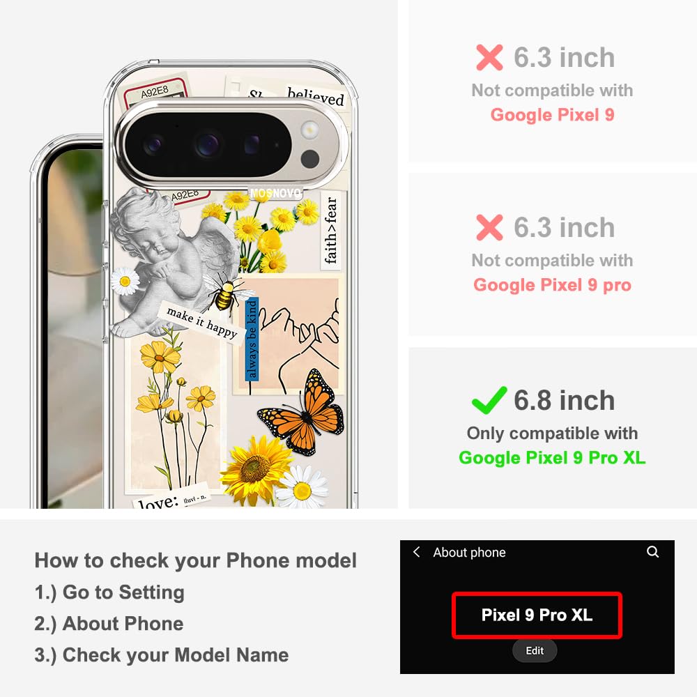 MOSNOVO Case for Google Pixel 10 & Pixel 10 Pro, [Buffertech 6.6ft Military-Grade Drop Protection] [Anti Peel Off Tech] Clear TPU Bumper Phone Case Cover Design - Cute Cherry — view 616