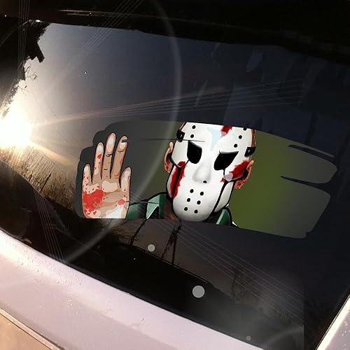 Miniatura 9 de Adhesivo de vinilo de Jason Peeking de Halloween para autos, personajes de películas de terror, calcomanías impresas con rayos UV de doble cara para