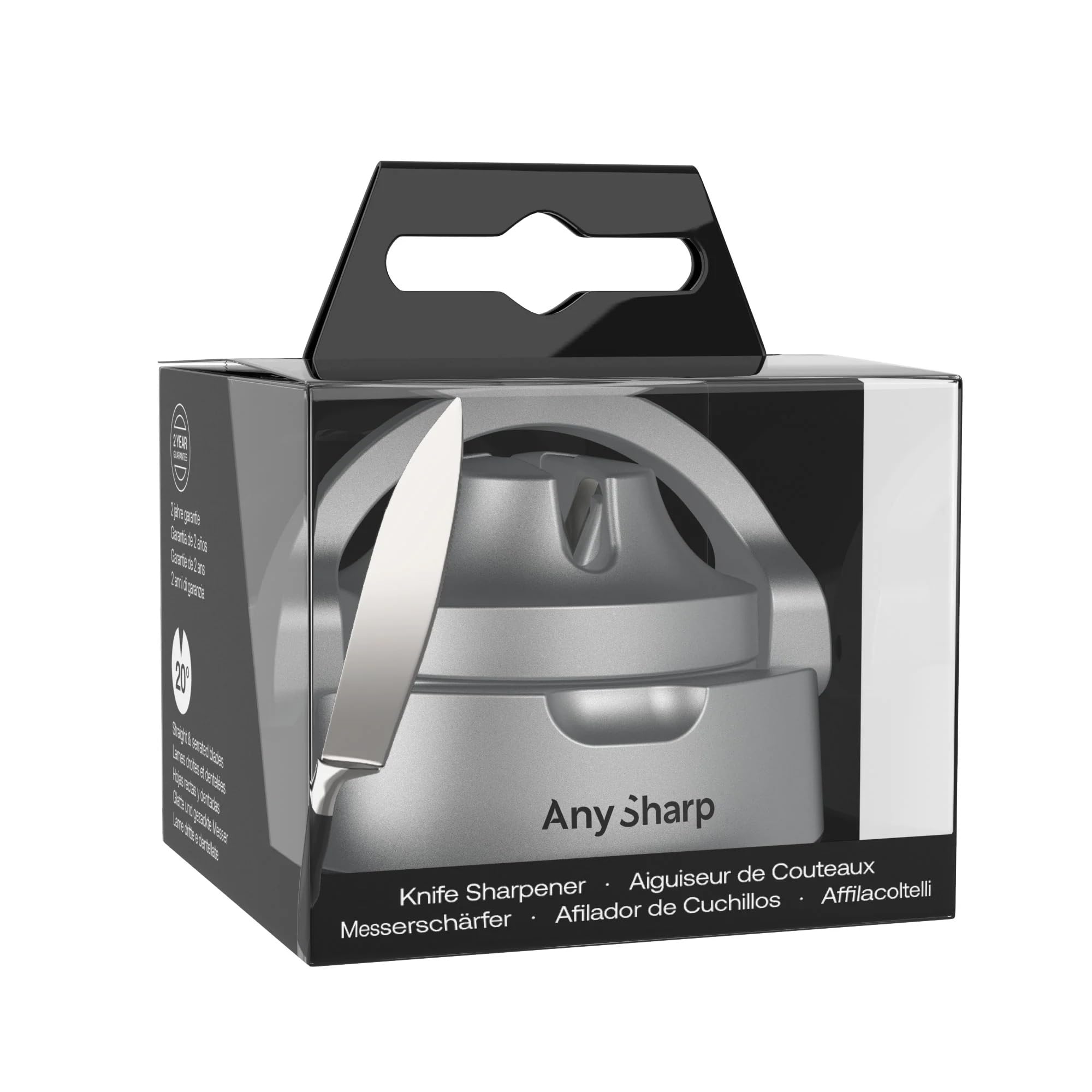 AnySharp Knife Sharpener, Hands-Free Safety, PowerGrip Suction, Safely Sharpens All Kitchen Knives, Ideal for Hardened Steel & Serrated, World's Best, Compact, One Size, Silver — view 69
