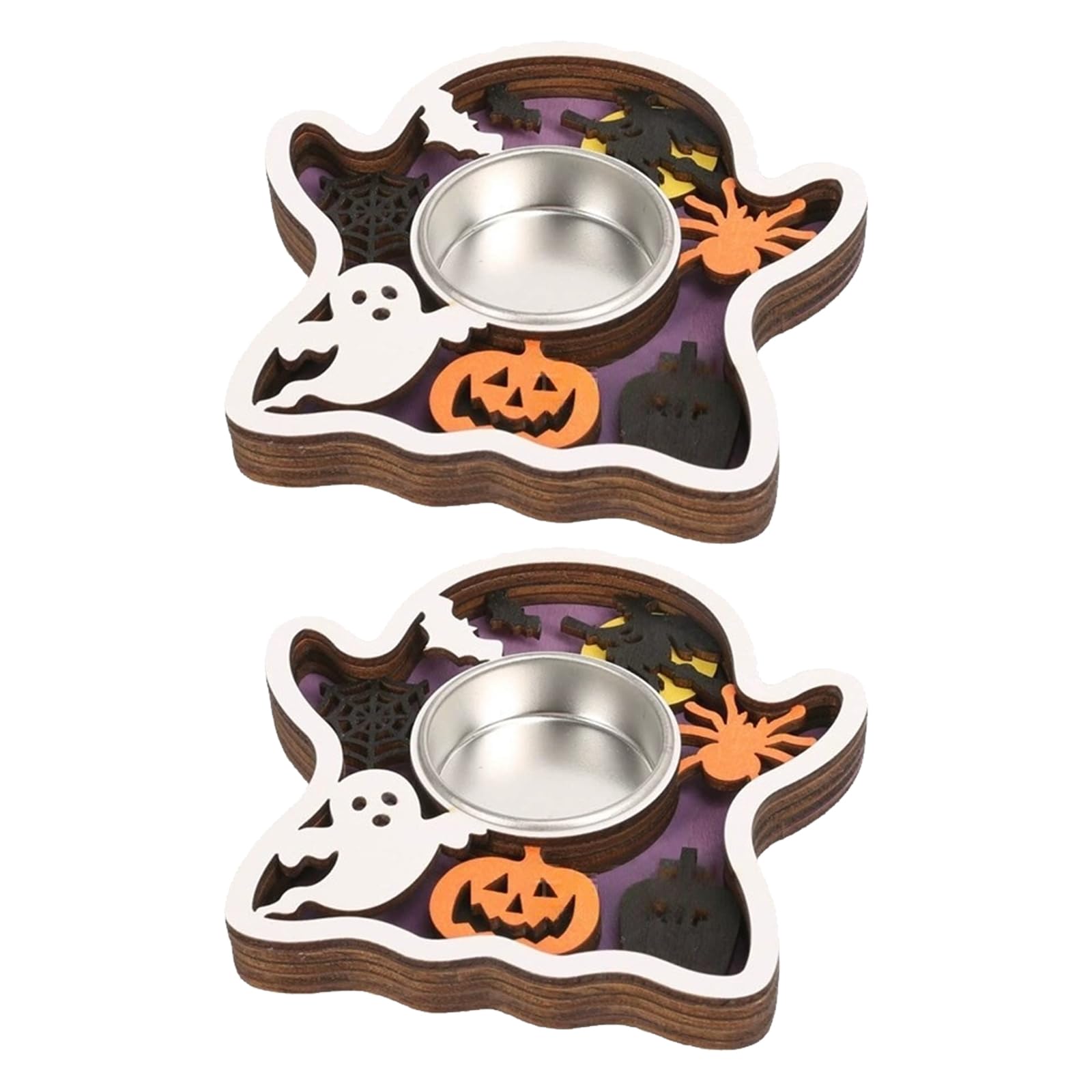 Tsophreniq 2Pcs Natural Wood Holders Halloween Various Decoration Festival Tabletop Display Safe and Stable Base Wooden Decorations