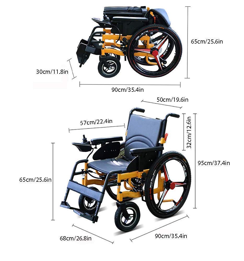 Sedia a rotelle elettrica Pieghevole Pieghevole Leggera per Anziani Anziani disabili Sedia a rotelle elettrica Pieghevole Automatica Intelligente 25 km / 25 km