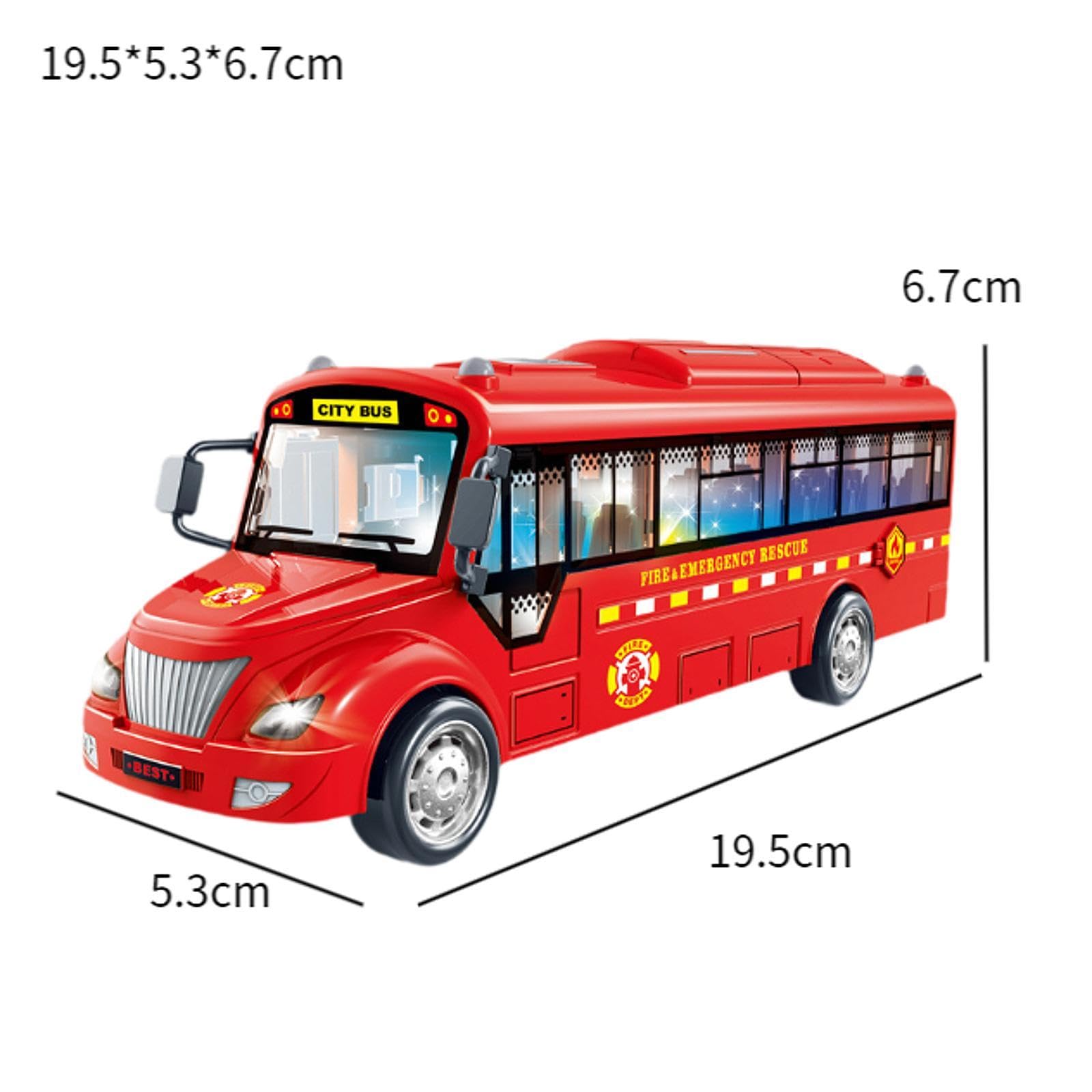 City Bus Spielzeug Bus Spielzeug Auto Modell mit Realistischen Geräuschen Offene Türen Und Lichtfunktionen für Kinder für Klassenzimmerpreise Partyges, Feuer Notfall