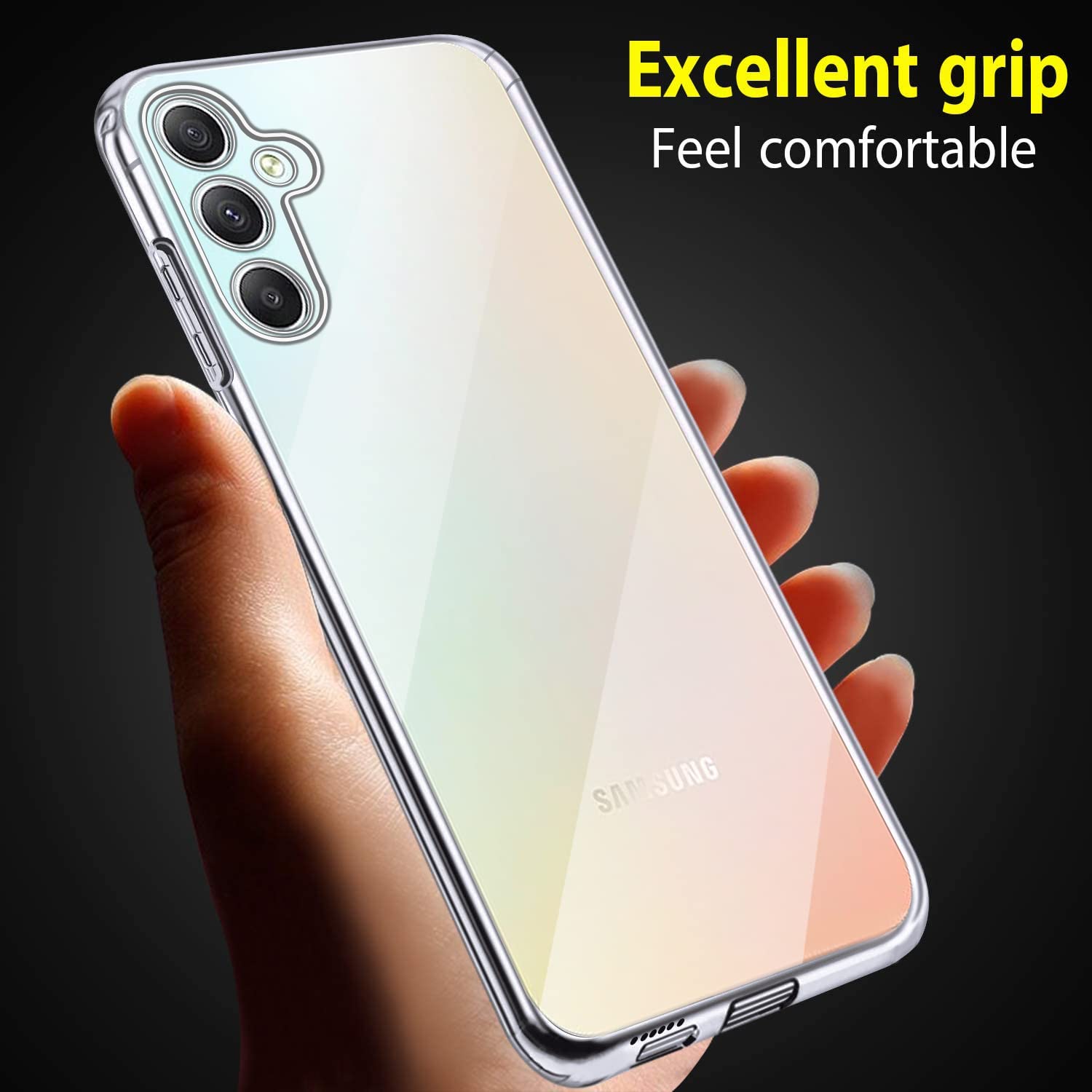 Custodia Trasparente Unov Per Samsung Galaxy A34 5G - Morbida TPU Con Motivo In Rilievo Great Wave - Protezione Antiurto Sottile