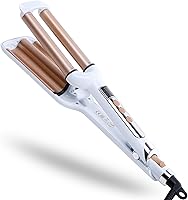 Vista 1 de Plancha rizadora de pelo profesional de 3 barriles de 0.6 pulgadas de cerámica de calentamiento rápido para ondas profundas, regalos de San Valentín