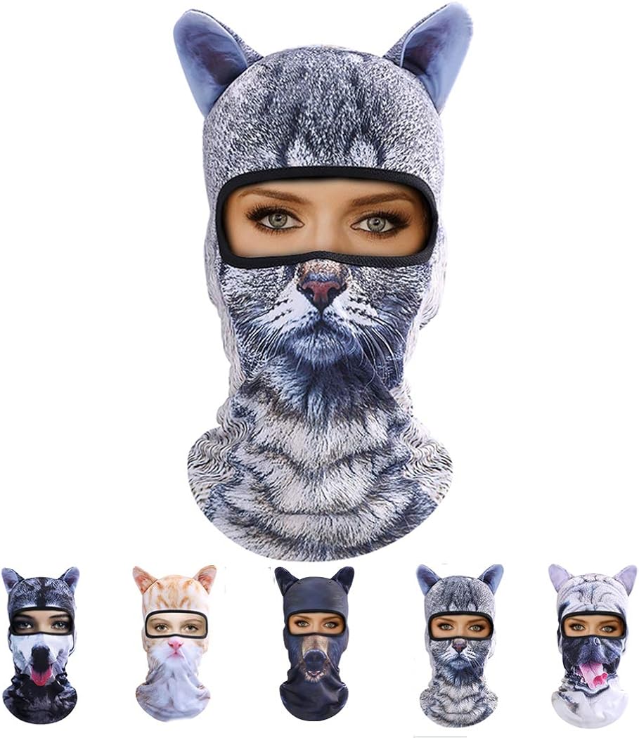 Outgeek Cat Mask, Women Men Balaclava Summer Full Face Hat Animal Ears Sports Helmet Climbing Fishing Cap