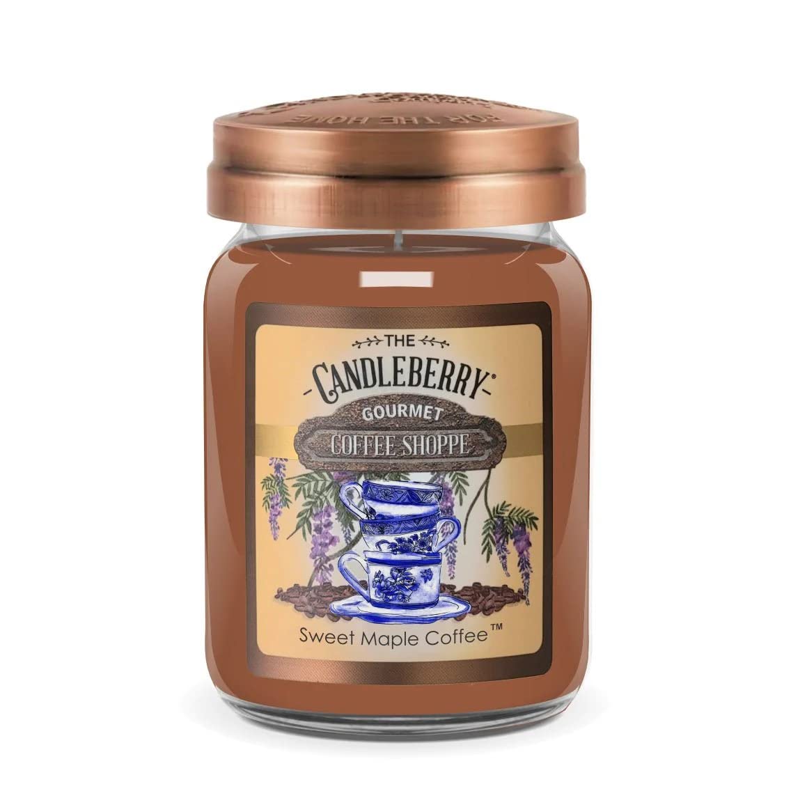 Candleberry Candles | Gourmet Coffee Shoppe Collection | Strong Fragrances for Home | Hand Poured in The USA | Highly Scented & Long Lasting | Large Jar 26 oz | (Sweet Maple Coffee)