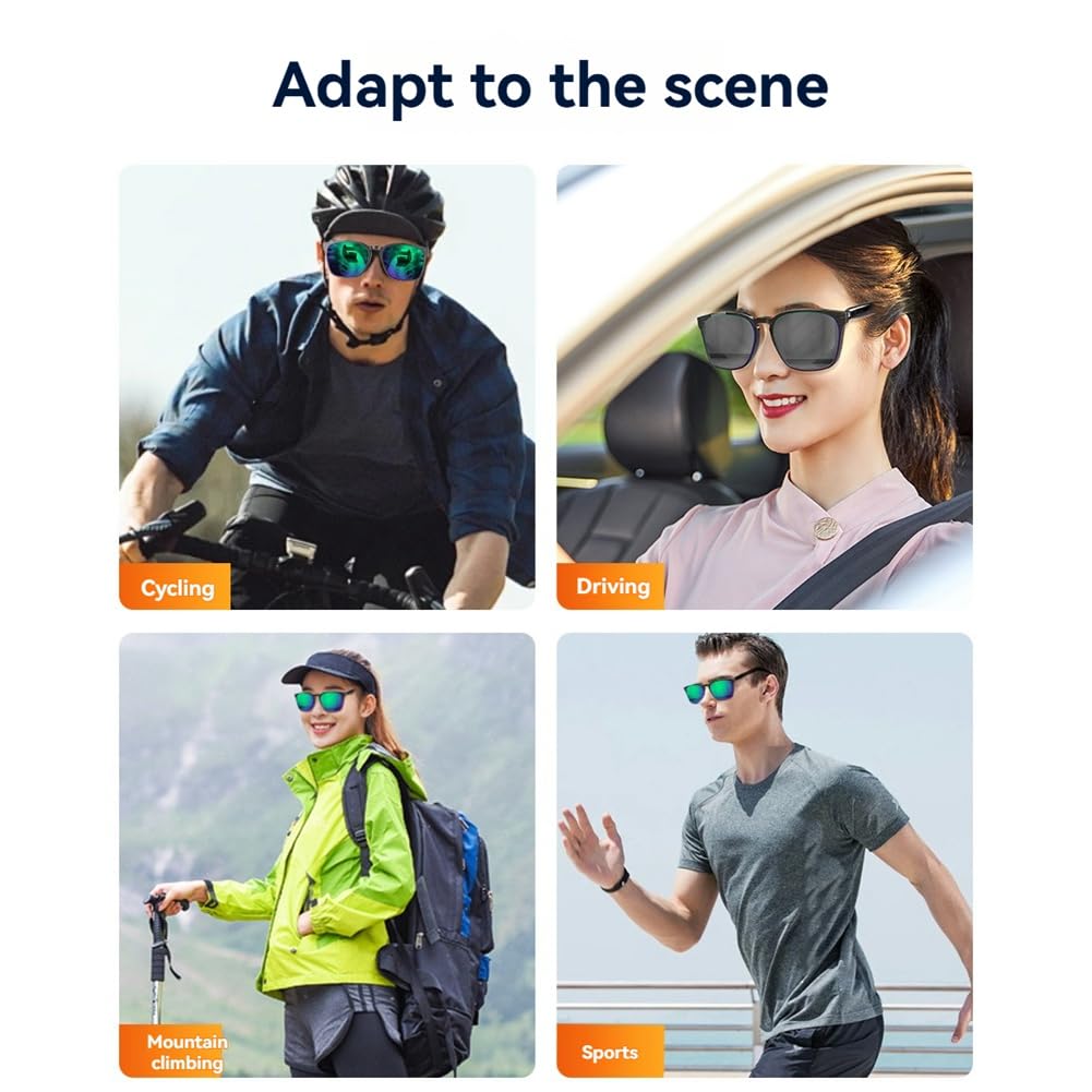 AI Smart Glasses Bluetooth 5.4 con altoparlante 145 lingue traduttore in tempo reale occhiali da sole per uomini e donne F