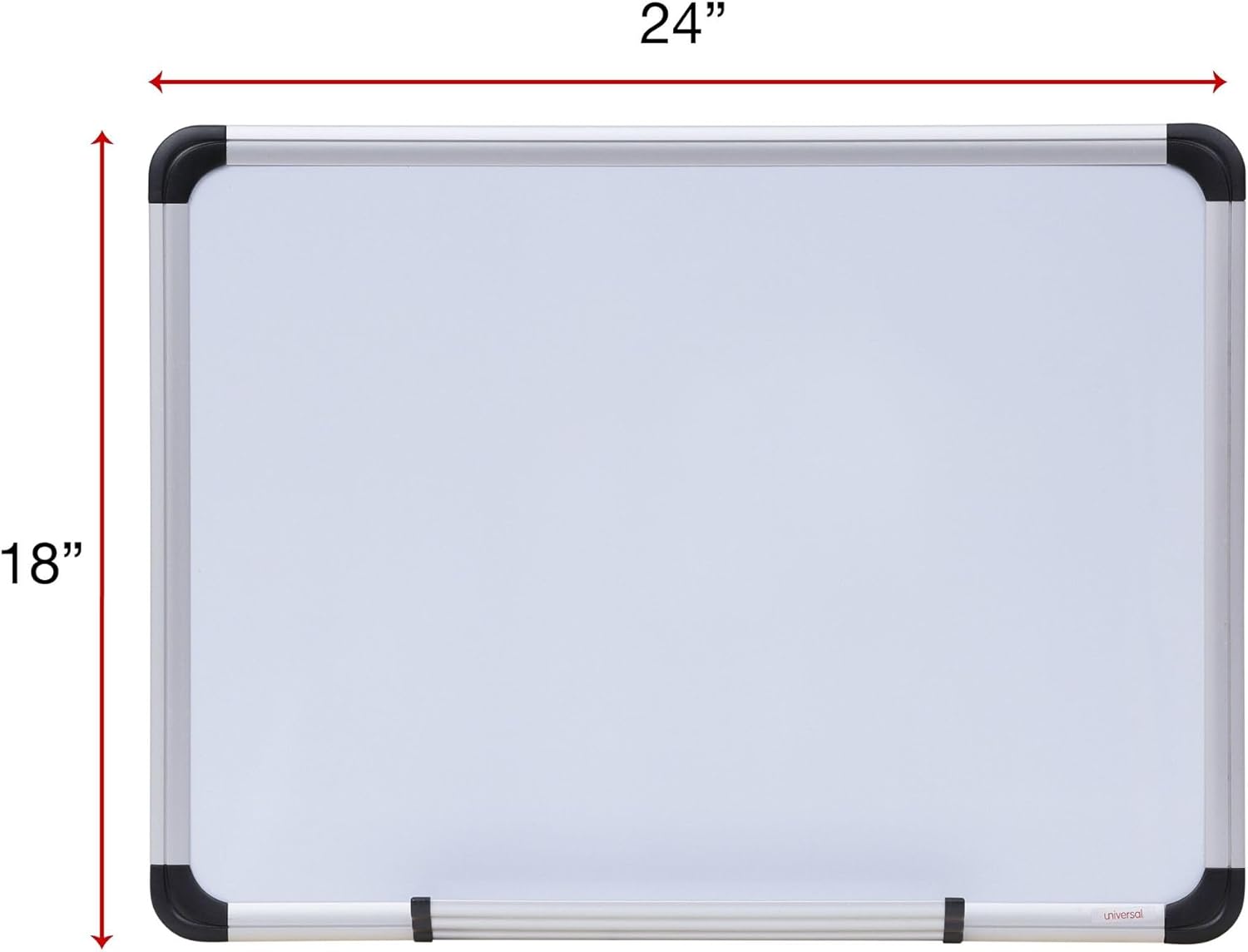 Universal 43732 Magnetic Steel Dry Erase Board, 24 x 18, White, Aluminum Frame