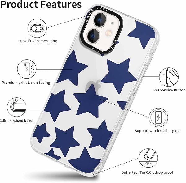 Xylota 2 Piezas Funda para iPhone 11 6,1", Transparente Carcasa con Aesthetic Dibujos Estrella Diseño Case, Claro Silicona Ultrafina TPU Bumper Antichoque Mujer Niñas Cover para iPhone 11,03 - 4
