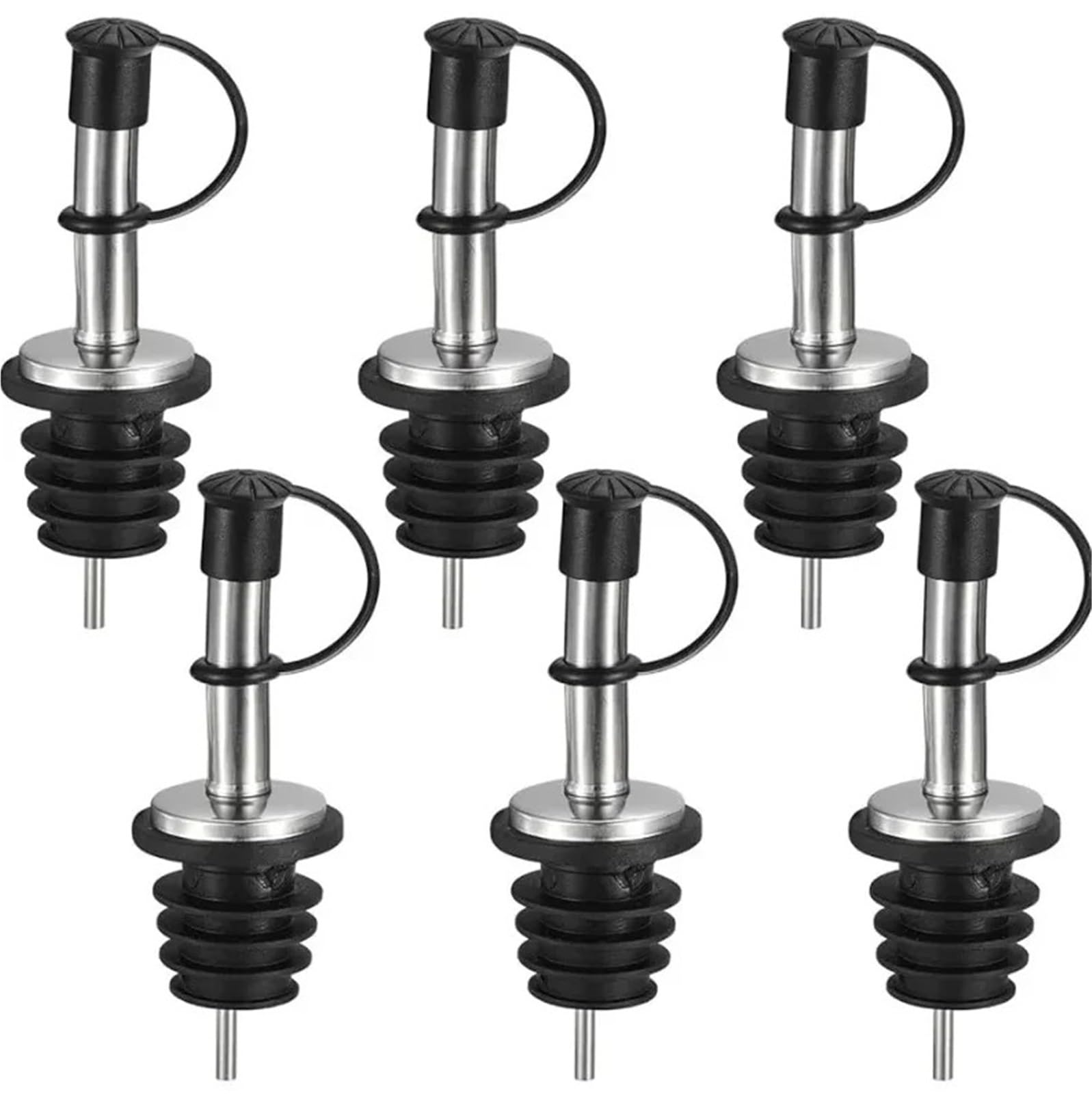 Bouchons à vin 30 pièces verseur de bec bouteille d'huile en acier inoxydable avec bouchon flacon liège distributeur d' for garder le Champagne frais(Black)