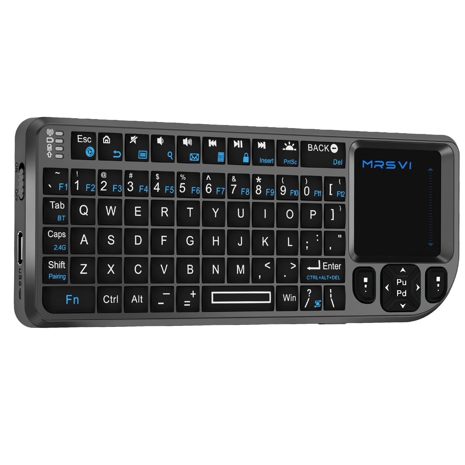 Photo 1 of Mini Keyboard with Touchpad, Bluetooth + 2.4G Dual-Mode Ultra-Thin Portable Keyboard | Rechargeable Keyboard with 7-Color Backlit for Tablet/PC/phone/TV, Suitable for travel, office, and home use