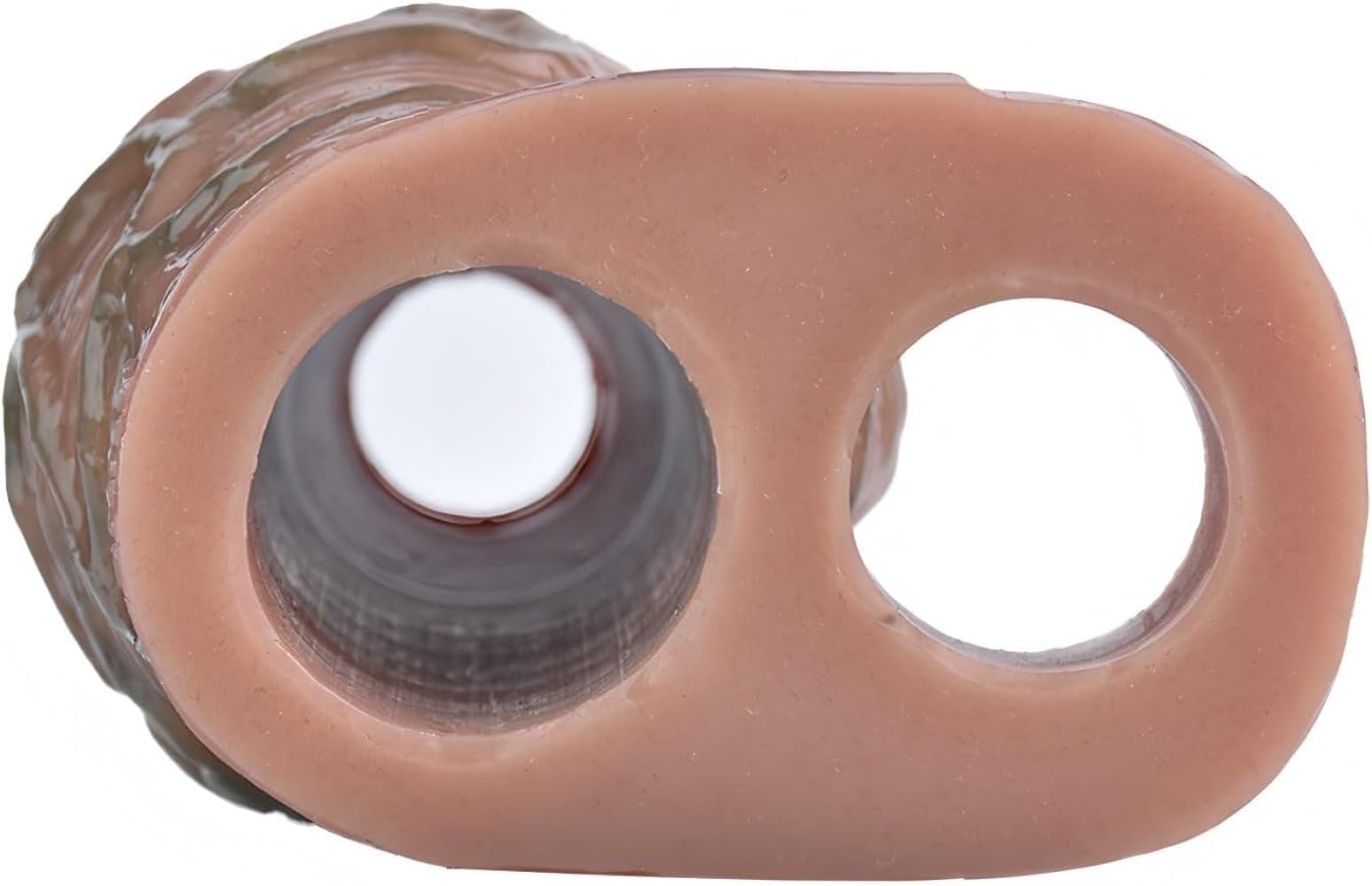 Masturbatore in silicone dalla texture realistica e granulosa — manicotto riutilizzabile con anello, dal design aperto e rinforzato, per un massaggio intenso