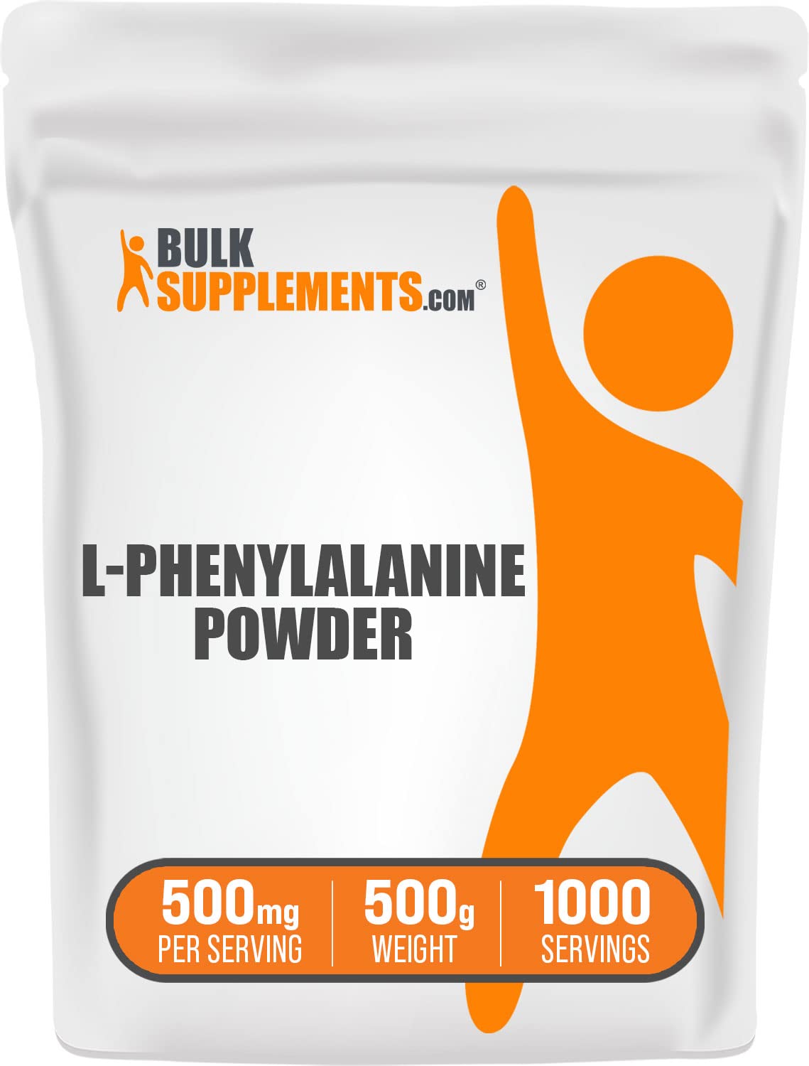 BULKSUPPLEMENTS.COM L-Phenylalanine Powder - Phenylalanine Supplement - L-Phenylalanine 500mg - L Phenylalanine Powder - Amino Acids Supplement - 500mg per Serving (500 Grams - 1.1 lbs)