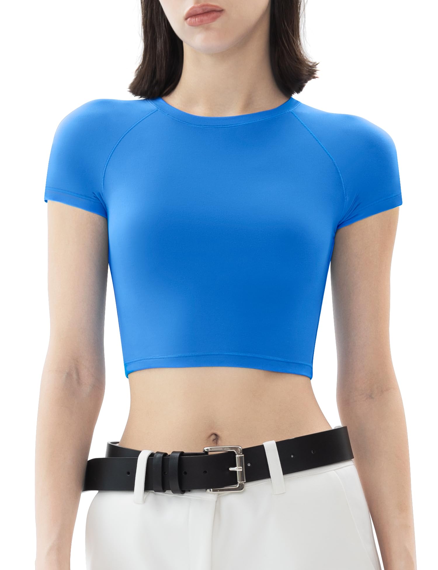 PUMIEYWomen's Short Sleeve Crop Tops Crew Neck T Shirt Sexy Tee Smoke Cloud Collection