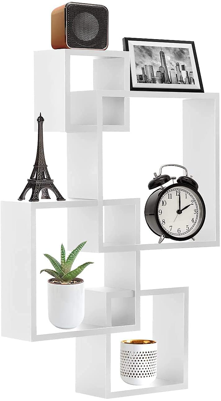 SABA Handicraft Wall Shelf for Home Decor, Interior Wall Shelves Decoration Items, Wall Book Rack (Set of 4 Cubes, White) by Acco & Deco
