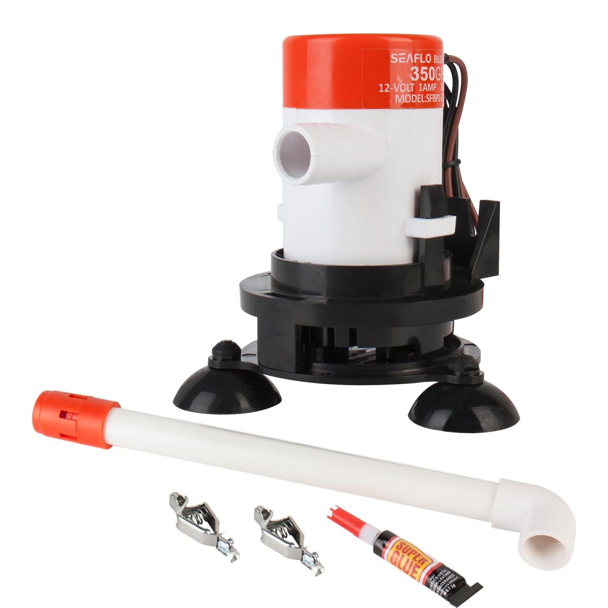SEAFLO 09 Series Portable Livewell Aeration Pump Kit - 12V, 350 GPH, Submersible, Adjustable Spray Head, Quiet Operation, Corrosion-Resistant, Fresh/Saltwater Use, CE & RoHS Certified, 4-Year Warranty