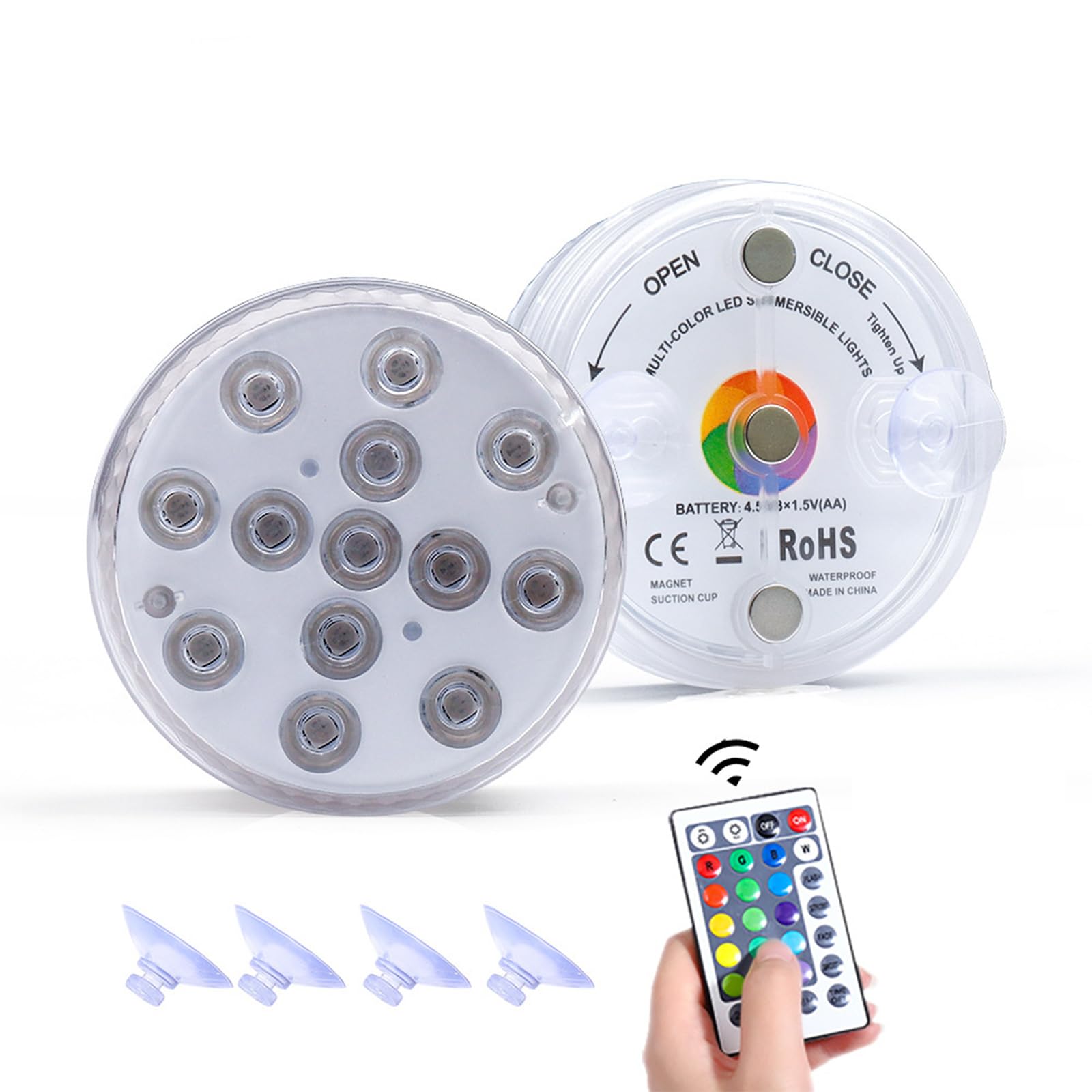 Hsioluted Multicolor 2Set Remote Controlled Led Underwater Lights For Pools, Aquariums, Bright Submersibles Party Decoration, 13 Leds Colour Changing Tea Lights For Ponds