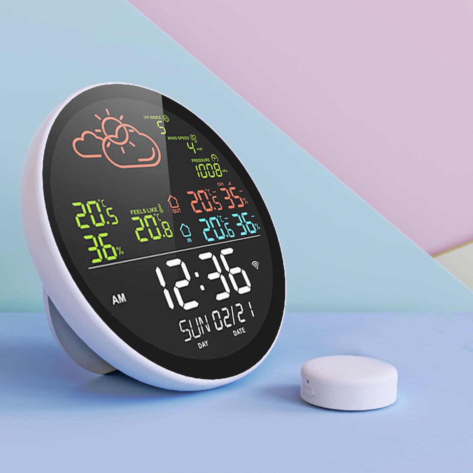 Stacja Pogodowa Termometr Higrometr Wskaźnik Temperatury i Wilgotności Wewnętrzny Monitor Temperatury Zewnętrznej Zegar WiFi Indeks UV Ciśnienie Powietrza Prędkość Wiatru z 3 (Con 1 sensore)