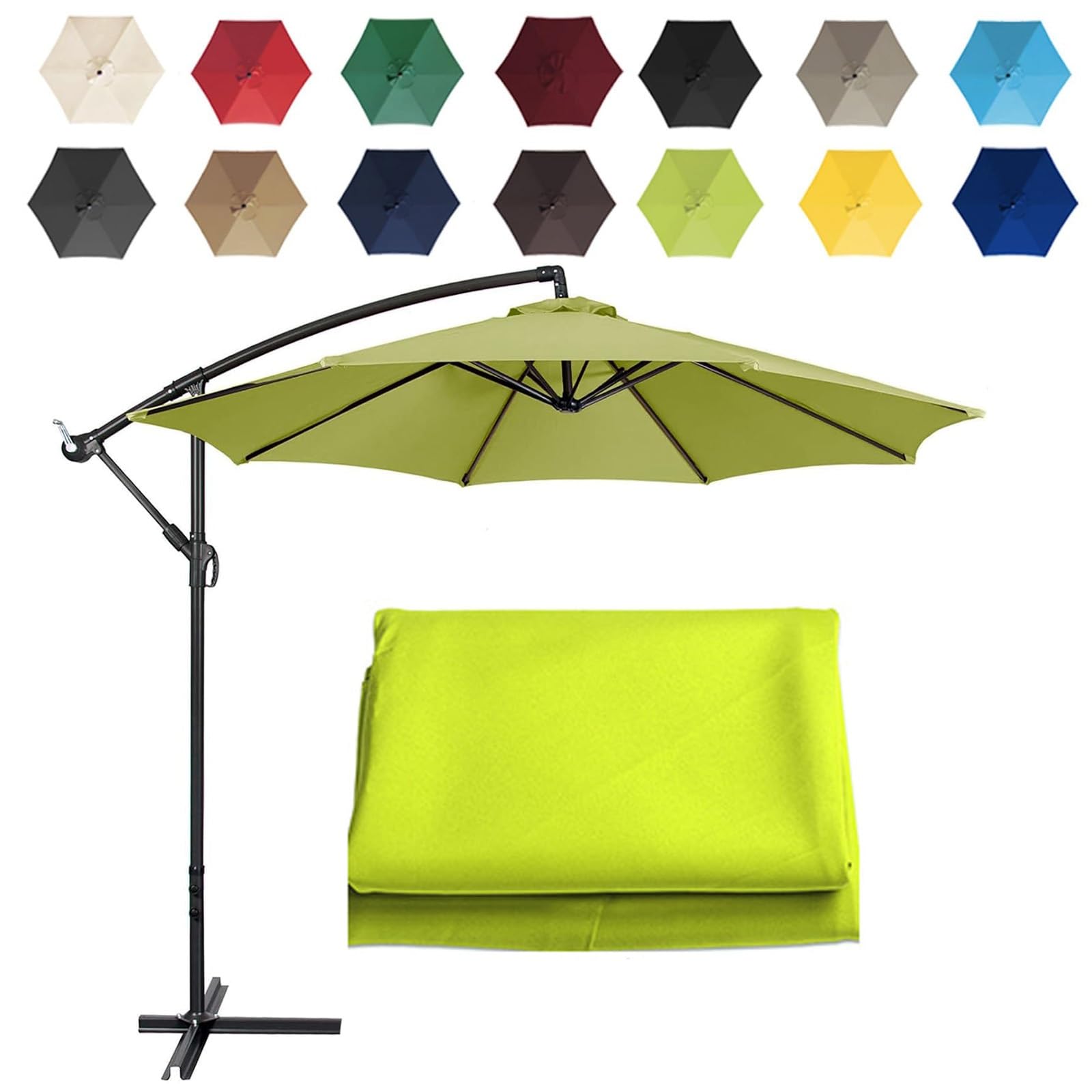 2/2.7/3m Umbrella Replacement Cloth, UV Protection Replacement Parasol Fabric Canopy, 6 Arms/8 Arms Garden Parasol Canopy Cover, For Patio Sun Umbrella, Cantilever Parasols ( Color : Green , Size : (8