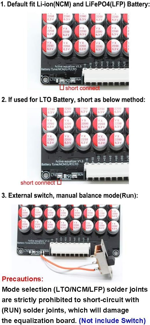 12-16S Lithium Batterie Equalizer Board, Lithium Batterie Ausgleichskarte Universelles aktives Balancer Modul Leichtes Energietransferboard für LTO LPO LFP 1,8V-4.5V Li-Ionen Batterien