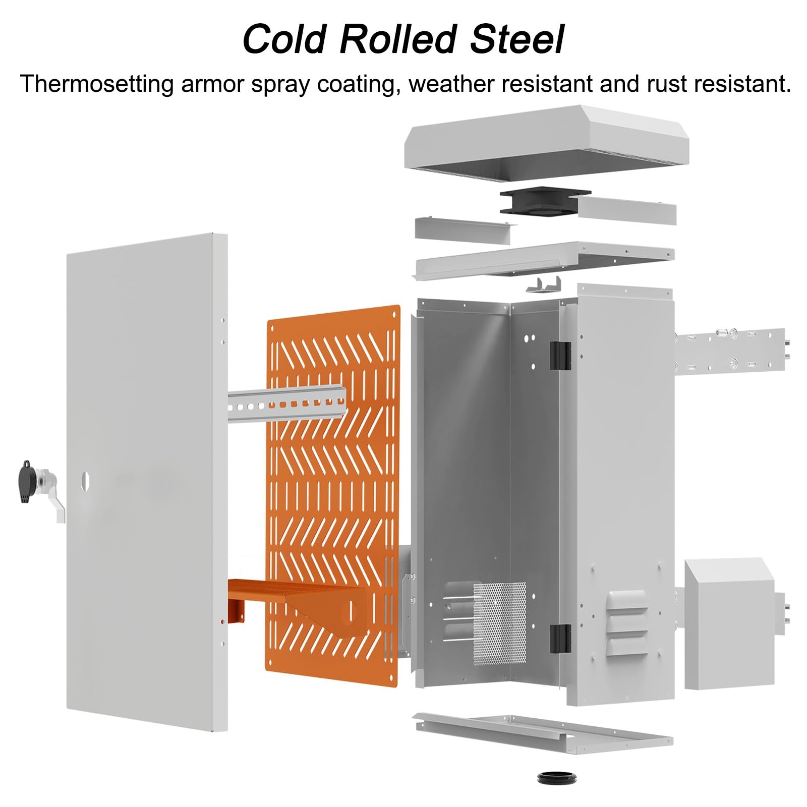 Coffret Electrique Etanche, Boitier Electrique Etanche, avec Ventilateur, Porte Verrouillable, Plaques et Rails de Montage, pour Usage Intérieur et Extérieur, 40 X 50 X 20 Cm