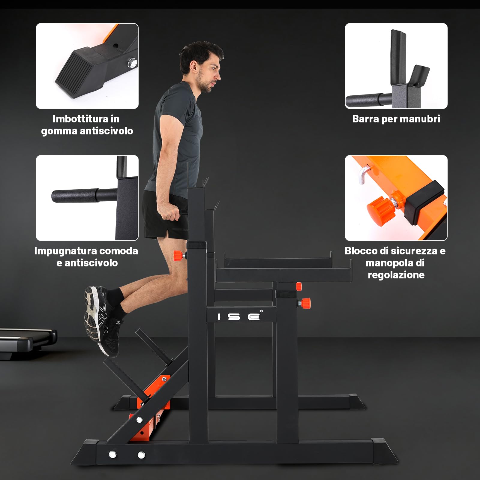 ISE Rack Palestra Multifunzione Supporto Bilanciere per Casa, Squat Rack Porta Bilanciere con Altezza Regolabile per Panca