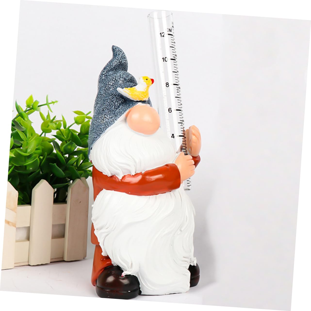 Mikikit Resin Rainfall Gauge Detailed Hand-Painted Design Accurate Measurement Perfect Outdoor Ornament