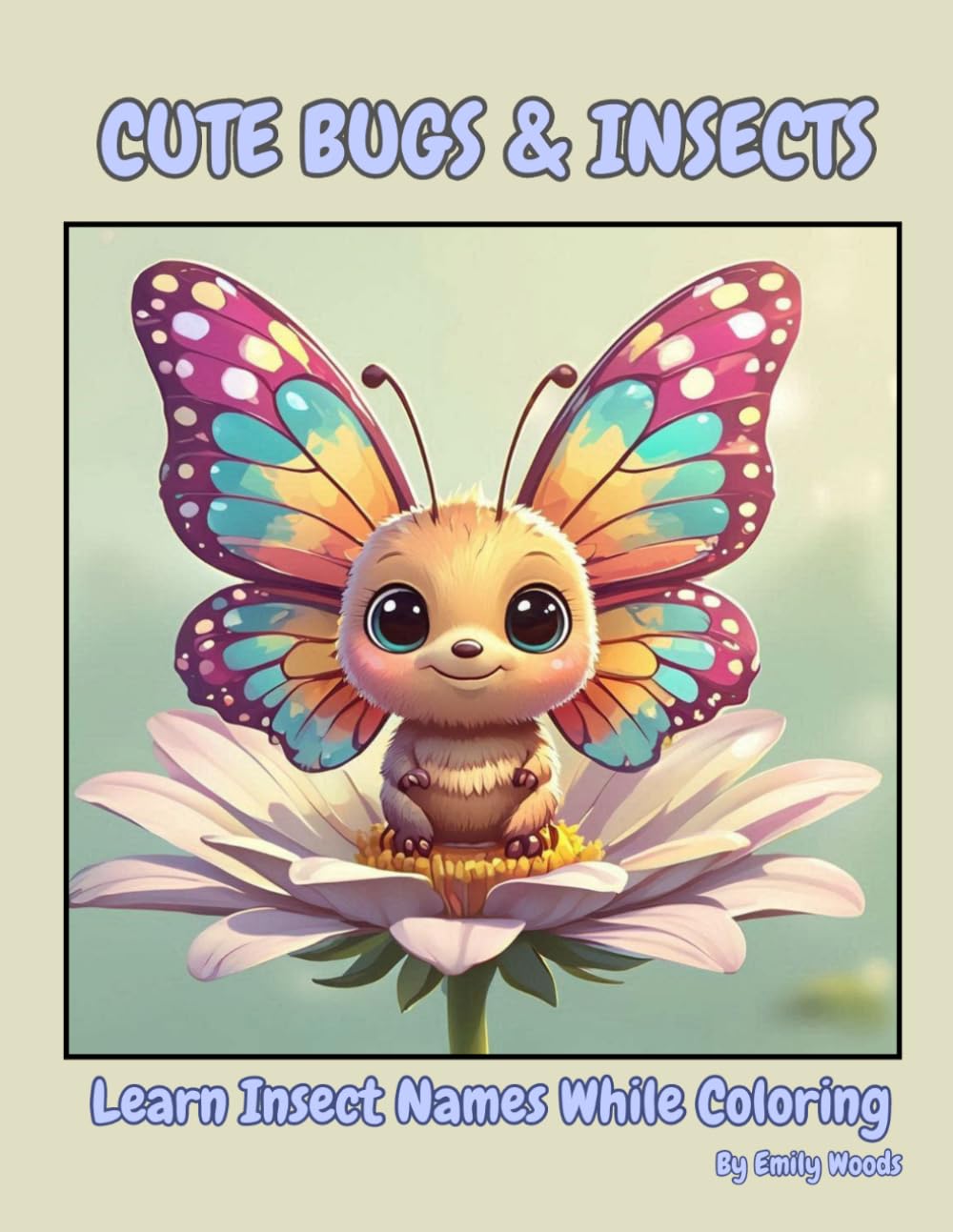 Cute Bugs & Insects Coloring Book: Learn Insect Names While Coloring: Simple 3D Style Activity Book for Toddlers and Preschoolers