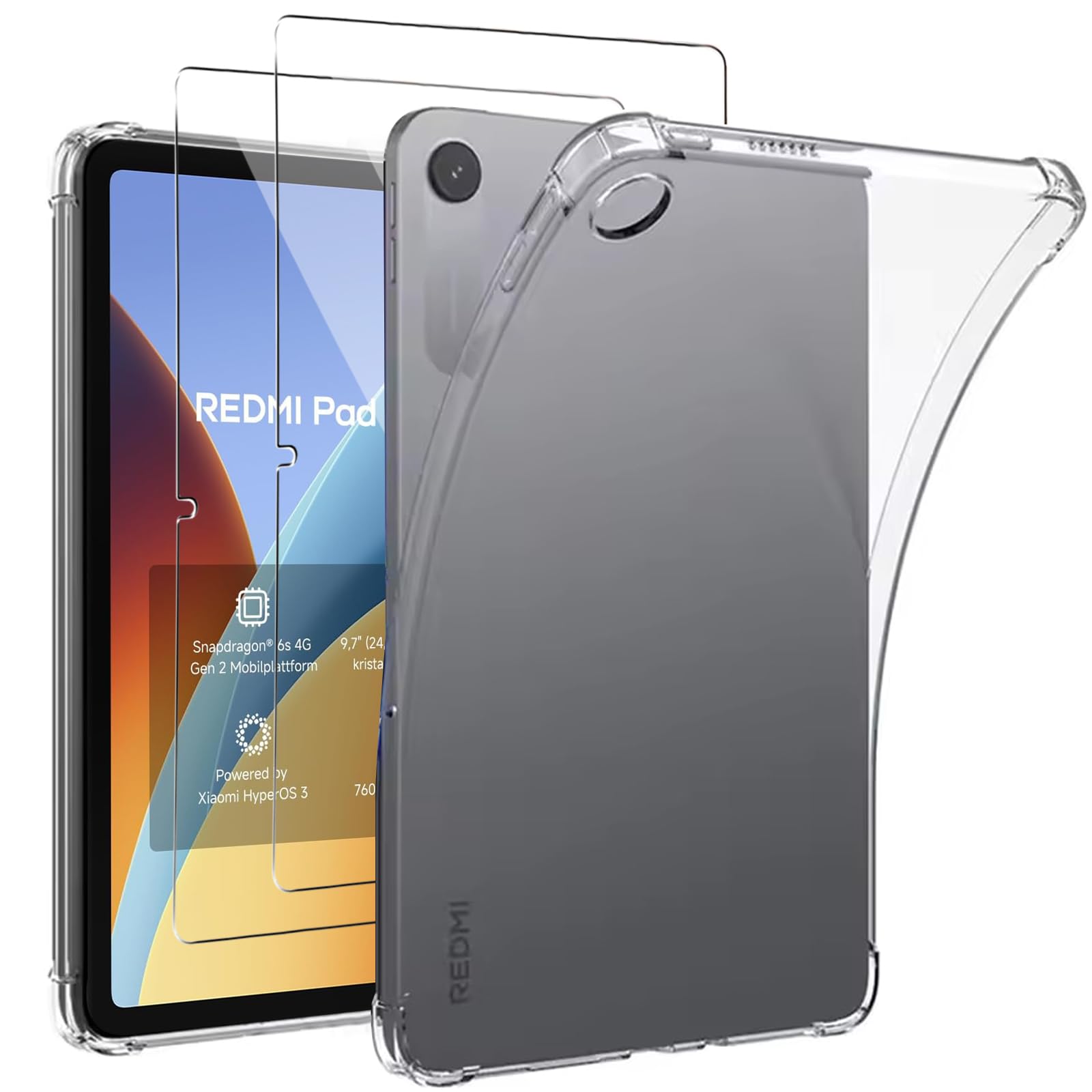 KUSINHOKA Case for Xiaomi Redmi Pad 2 2026 9.7 Inch + [Pack of 2